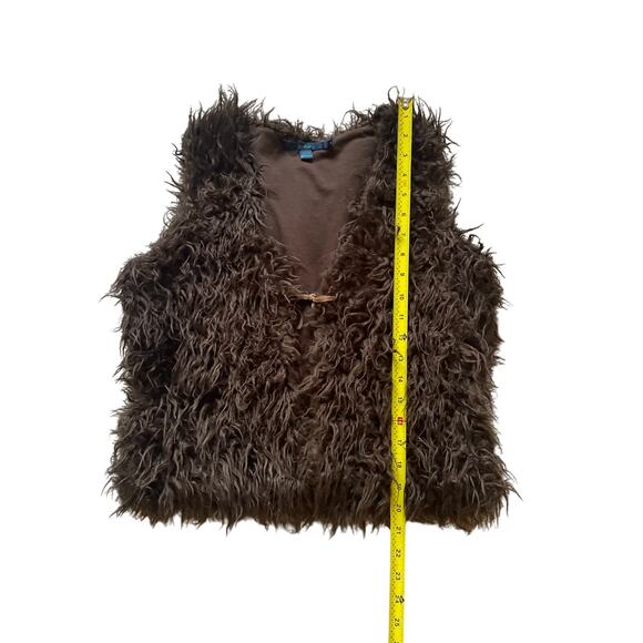 Boden Womens/Teens Faux Fur Vest with one Suede tie in front Size Medium Brown - Picture 4 of 9